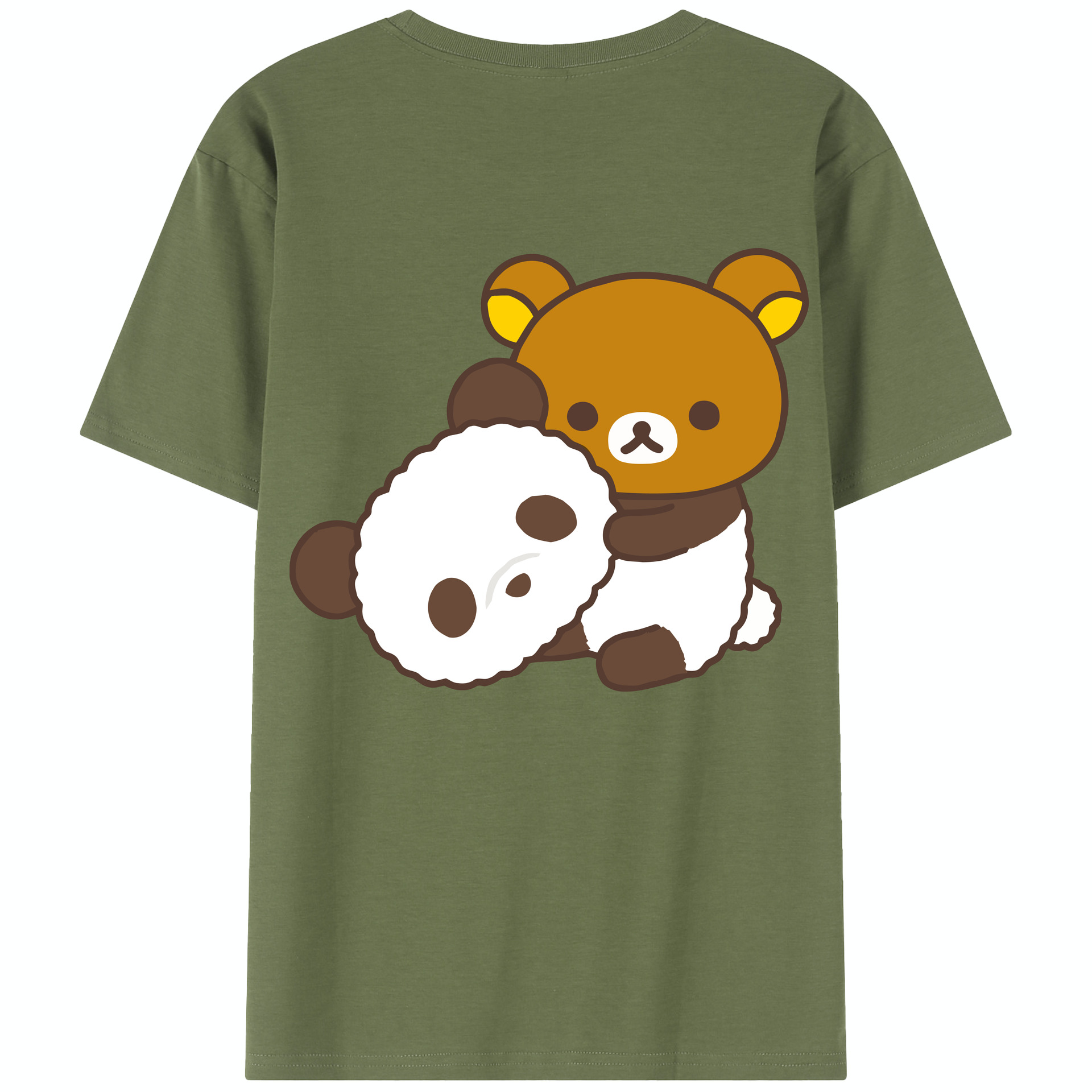 （画像用） リラックマ リラックマ キイロイトリ Rilakkuma Korilakkuma Kiiroitori 綿100％半袖Tシャツ（背面プリント）